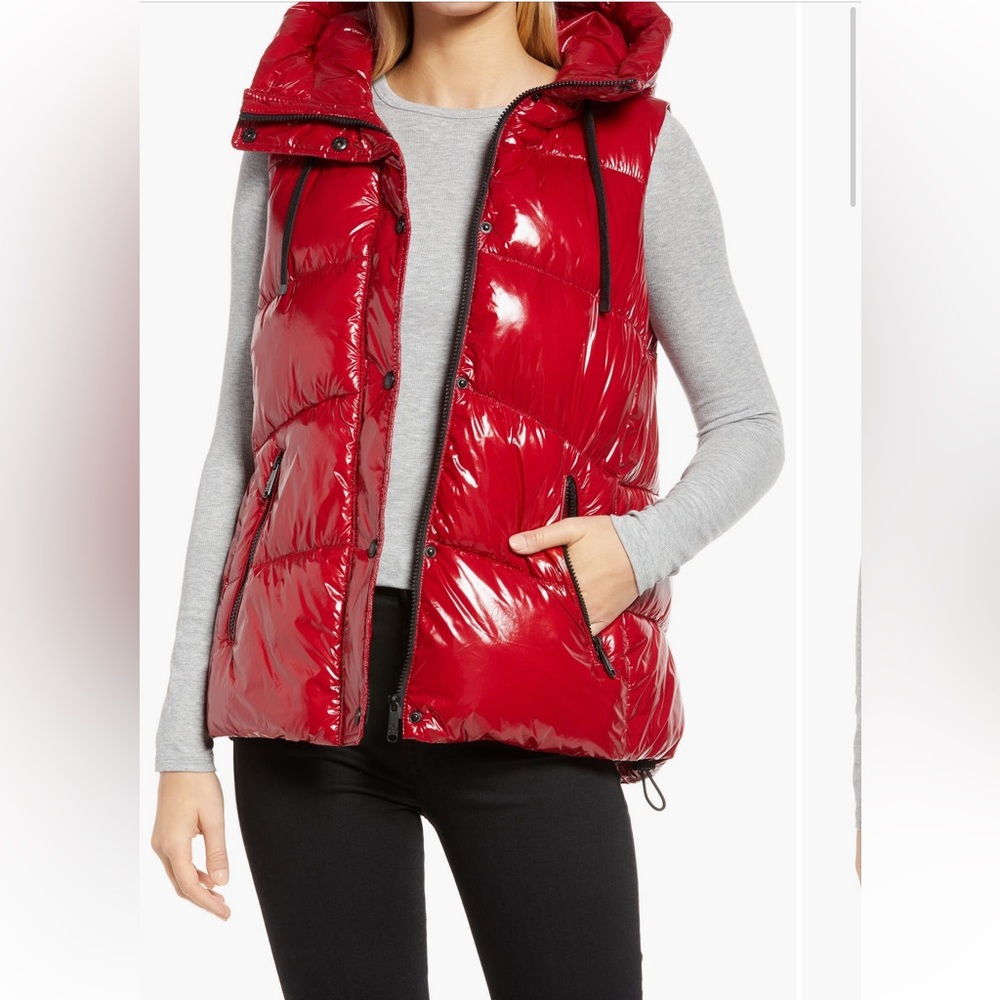 Sam Edelman Red Hooded Puffer Vest
